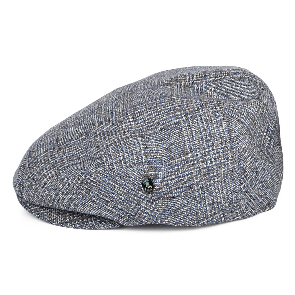Gorra plana de seda-lana Príncipe de Gales de City Sport - Azul-Marrón