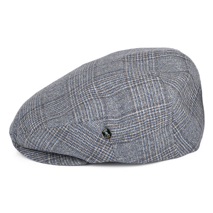 Gorra plana de seda-lana Príncipe de Gales de City Sport - Azul-Marrón