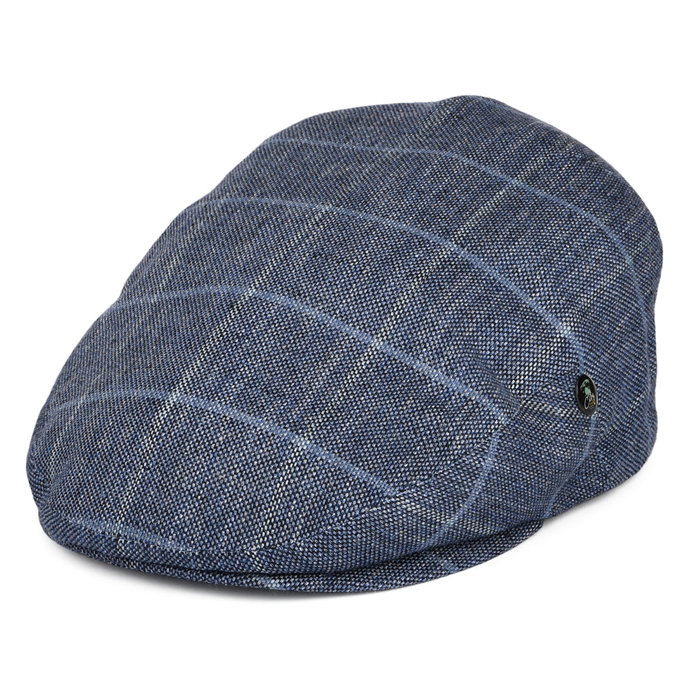 Gorra plana de mezcla de algodón a cuadros de City Sport - Azul Marino-Azul