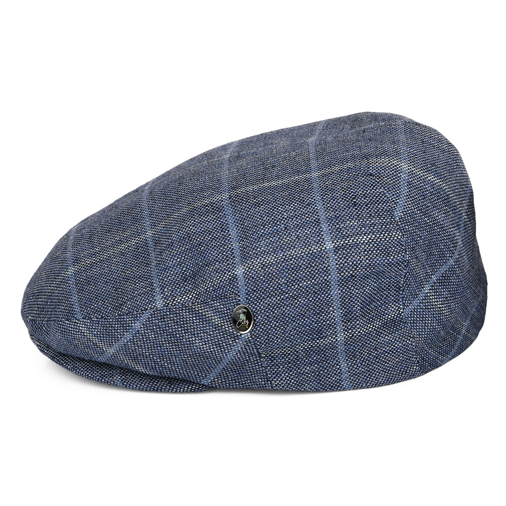 Gorra plana de mezcla de algodón a cuadros de City Sport - Azul Marino-Azul