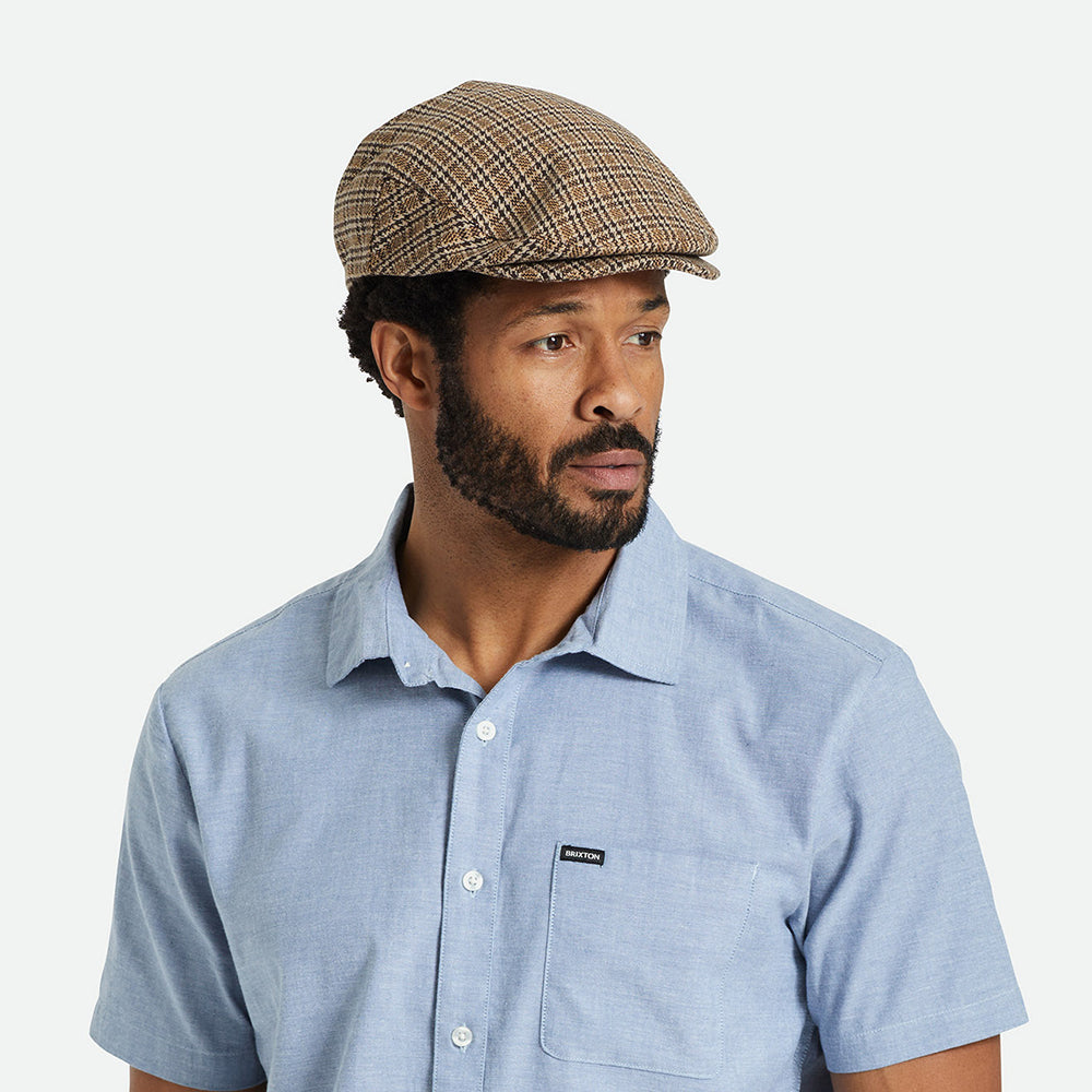 Gorra plana Hooligan pata de gallo de Brixton - Marrón Oscuro-Arena