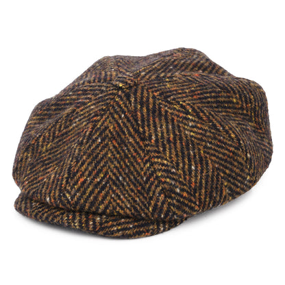 Gorra Newsboy Hatteras de lana virgen diseño de espiga de Stetson - Azul Marino-Coñac