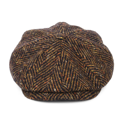 Gorra Newsboy Hatteras de lana virgen diseño de espiga de Stetson - Azul Marino-Coñac