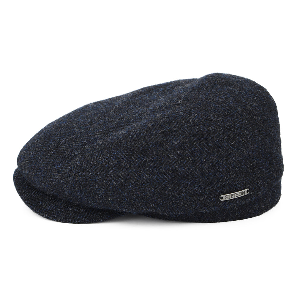 Gorra plana de lana diseño de espiga de Stetson - Azul Marino