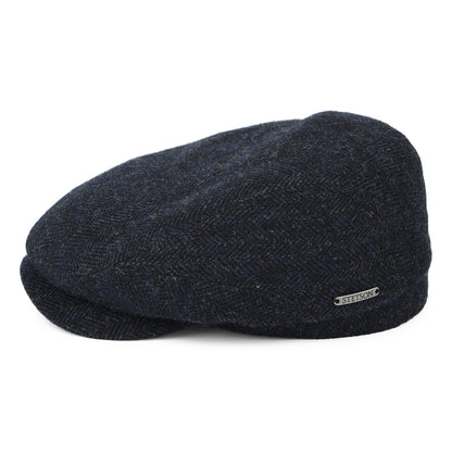 Gorra plana de lana diseño de espiga de Stetson - Azul Marino
