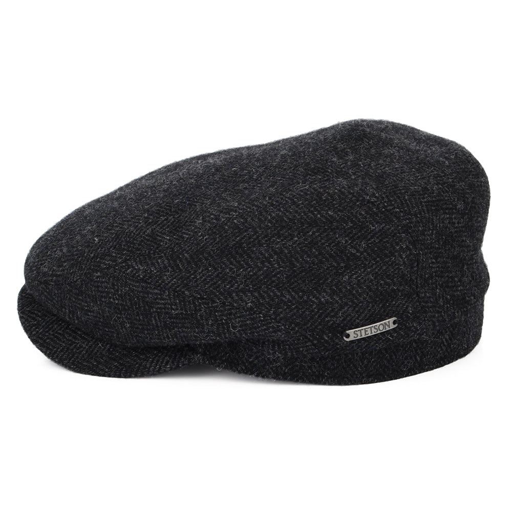 Gorra plana de lana diseño de espiga de Stetson - Gris Oscuro