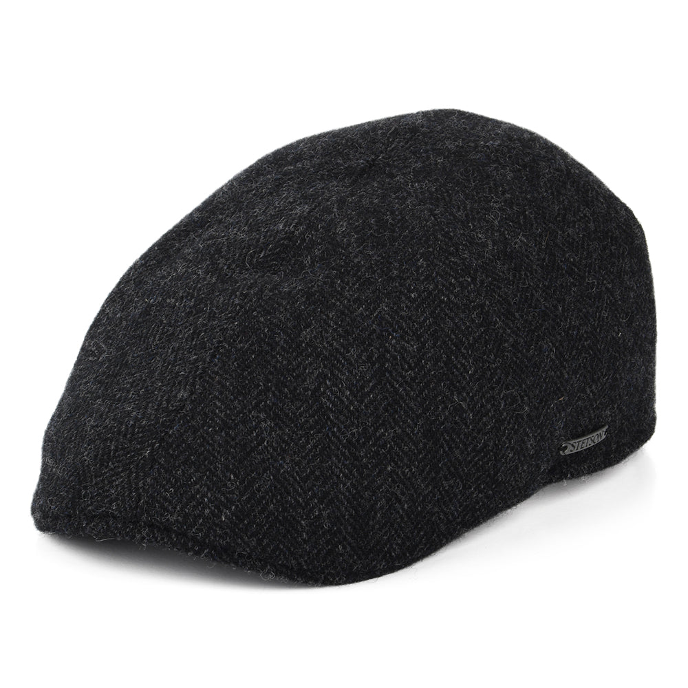 Gorra plana Ornitorrinco de lana diseño de espiga de Stetson - Gris Oscuro