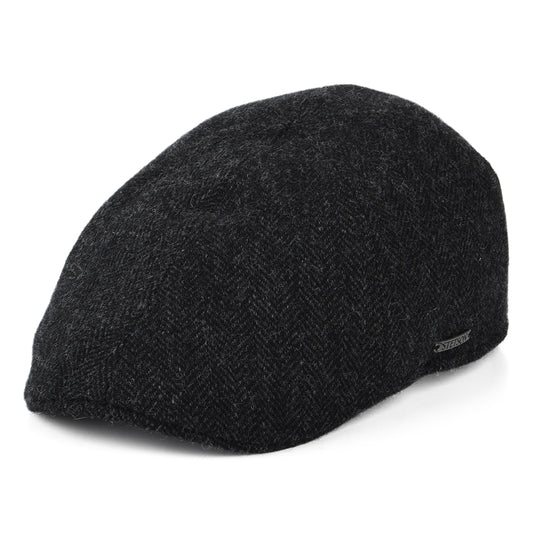 Gorra plana Ornitorrinco de lana diseño de espiga de Stetson - Gris Oscuro