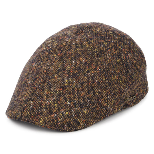 Gorra plana Ornitorrinco de Tweed Donegal de Stetson - Azul Marino-Coñac
