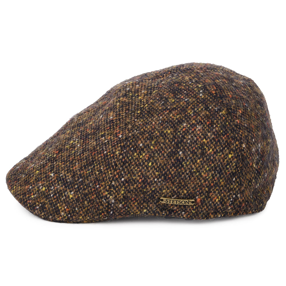 Gorra plana Ornitorrinco de Tweed Donegal de Stetson - Azul Marino-Coñac