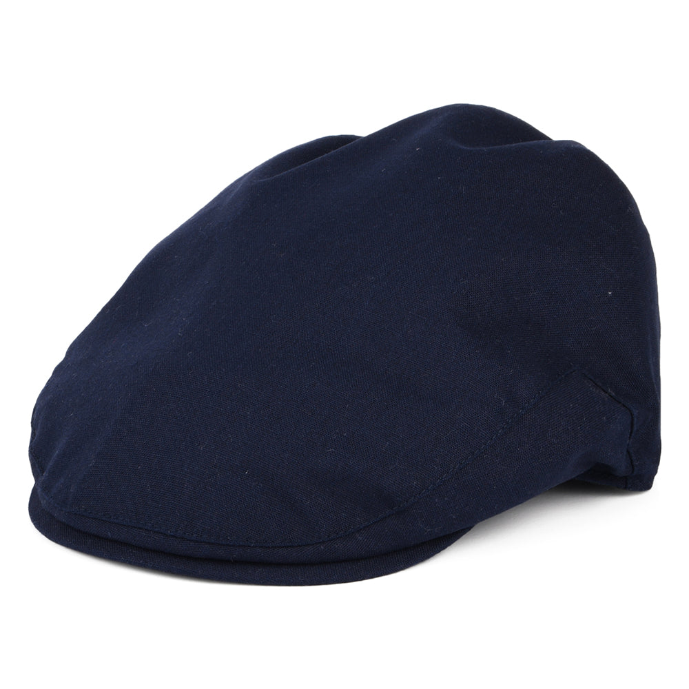 Gorra plana Balmoral de algodón y lino de Christys - Azul Marino