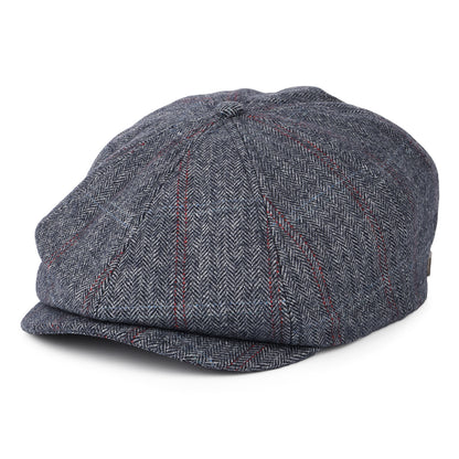 Gorra Newsboy Brood espiga a cuadros de Brixton - Azul Marino Lavado-Beige