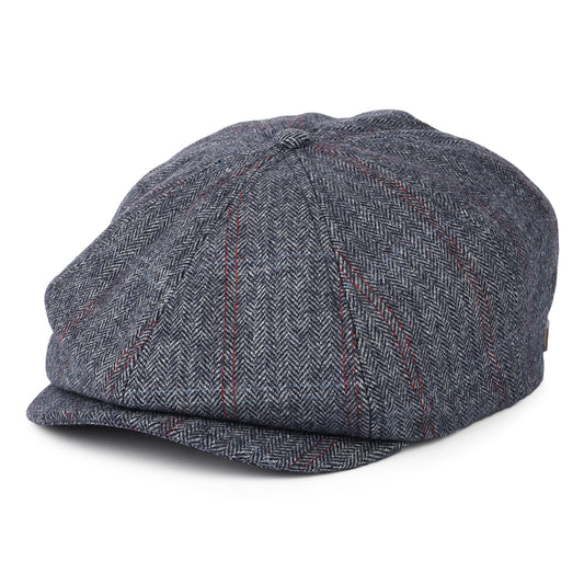 Gorra Newsboy Brood espiga a cuadros de Brixton - Azul Marino Lavado-Beige