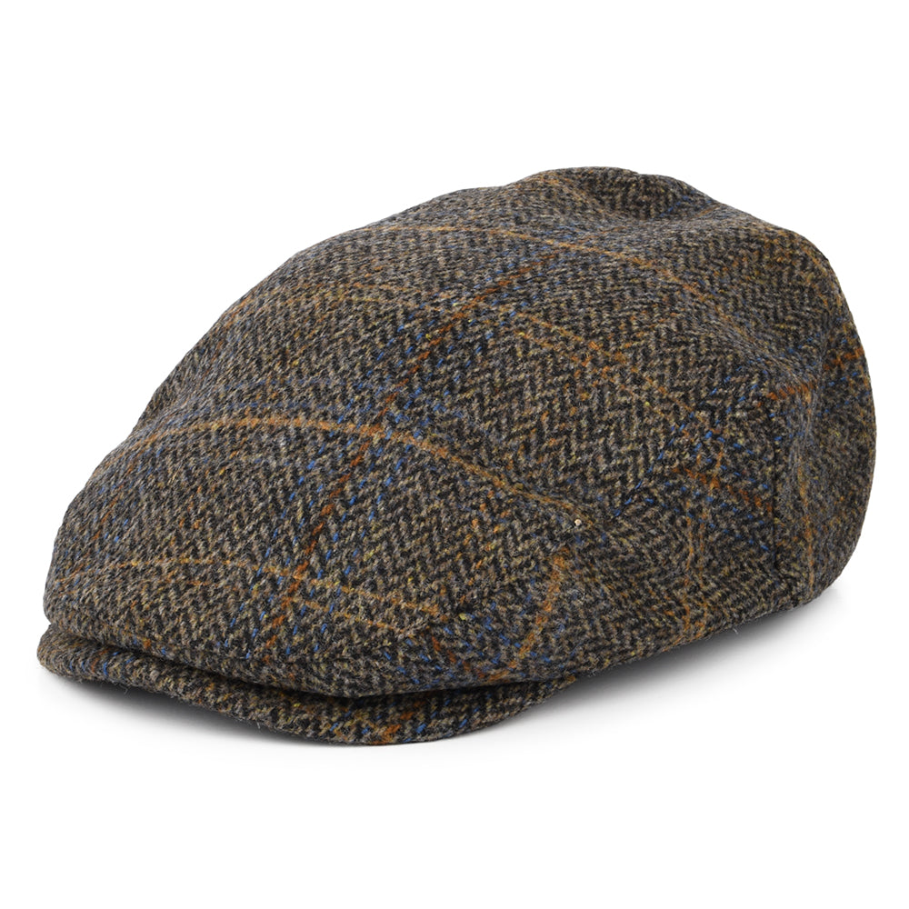 Gorra plana Hooligan espiga a cuadros de Brixton - Negro Lavado-Marrón