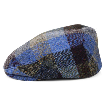 Gorra plana de Tweed Donegal con patrón de espiga de City Sport - Azul-Verde