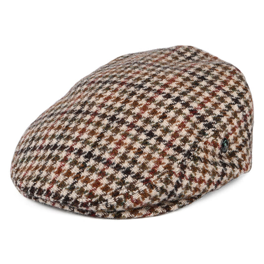 Gorra plana de HARRIS TWEED pata de gallo de City Sport - Crema-Verde Oliva-Marrón