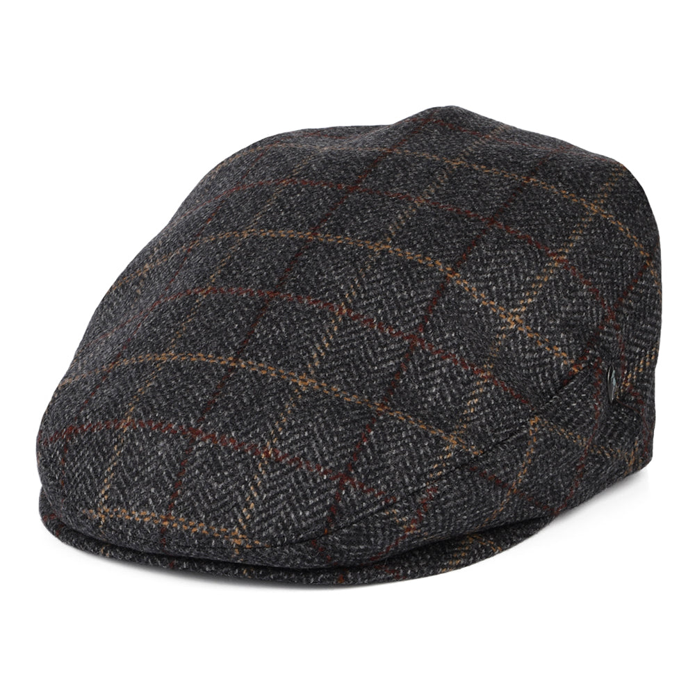 Gorra plana de lana-cachemira Herringbone Windowpane de City Sport - Gris