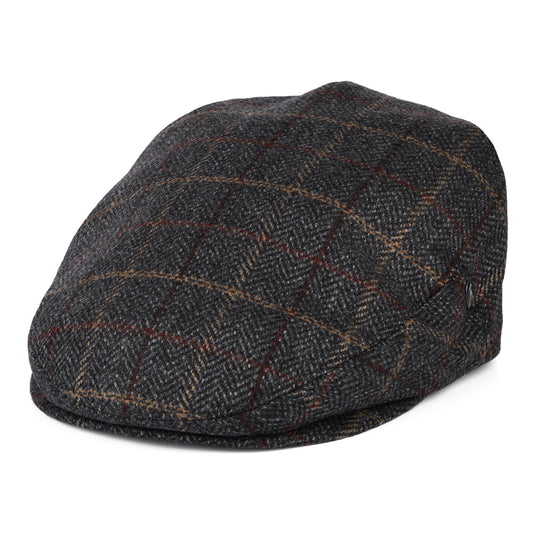 Gorra plana de lana-cachemira Herringbone Windowpane de City Sport - Gris