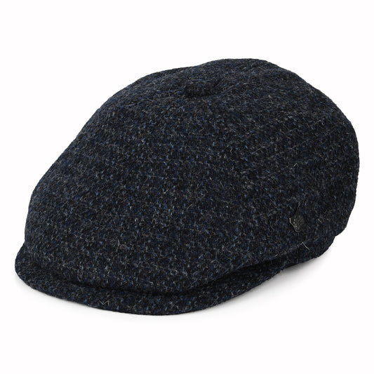 Gorra Newsboy Hudson de HARRIS TWEED a cuadros de Failsworth - Azul Marino