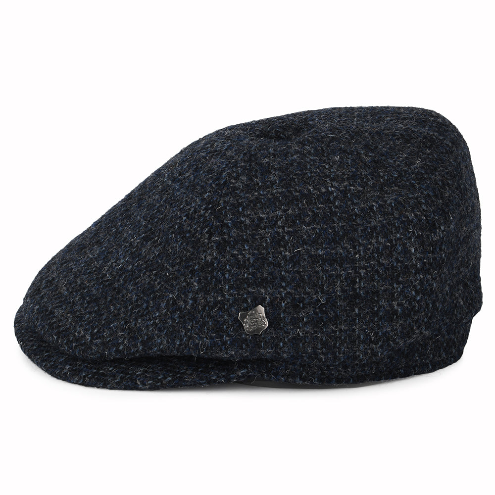 Gorra Newsboy Hudson de HARRIS TWEED a cuadros de Failsworth - Azul Marino