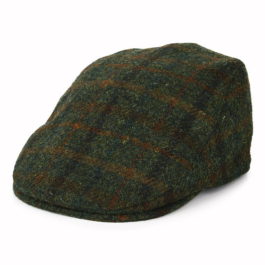 Gorra plana Oban de HARRIS TWEED a cuadros con orejeras de Failsworth - Oliva-Ladrillo
