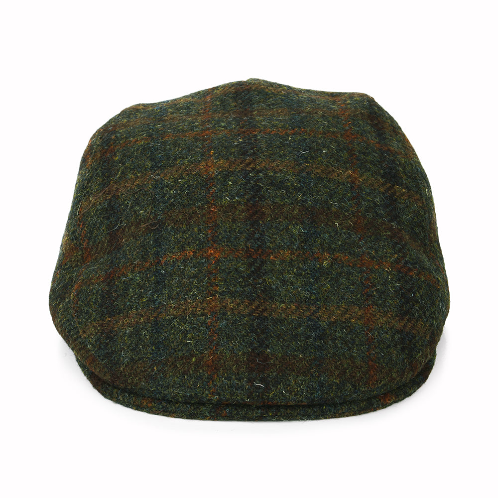 Gorra plana Oban de HARRIS TWEED a cuadros con orejeras de Failsworth - Oliva-Ladrillo