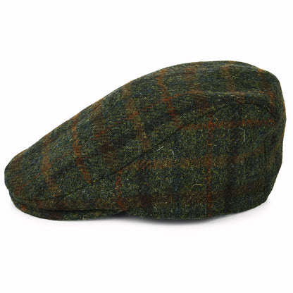 Gorra plana Oban de HARRIS TWEED a cuadros con orejeras de Failsworth - Oliva-Ladrillo