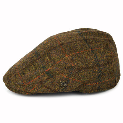 Gorra plana Gamekeeper repelente al agua a cuadros de Failsworth - Marrón-Ladrillo-Azul