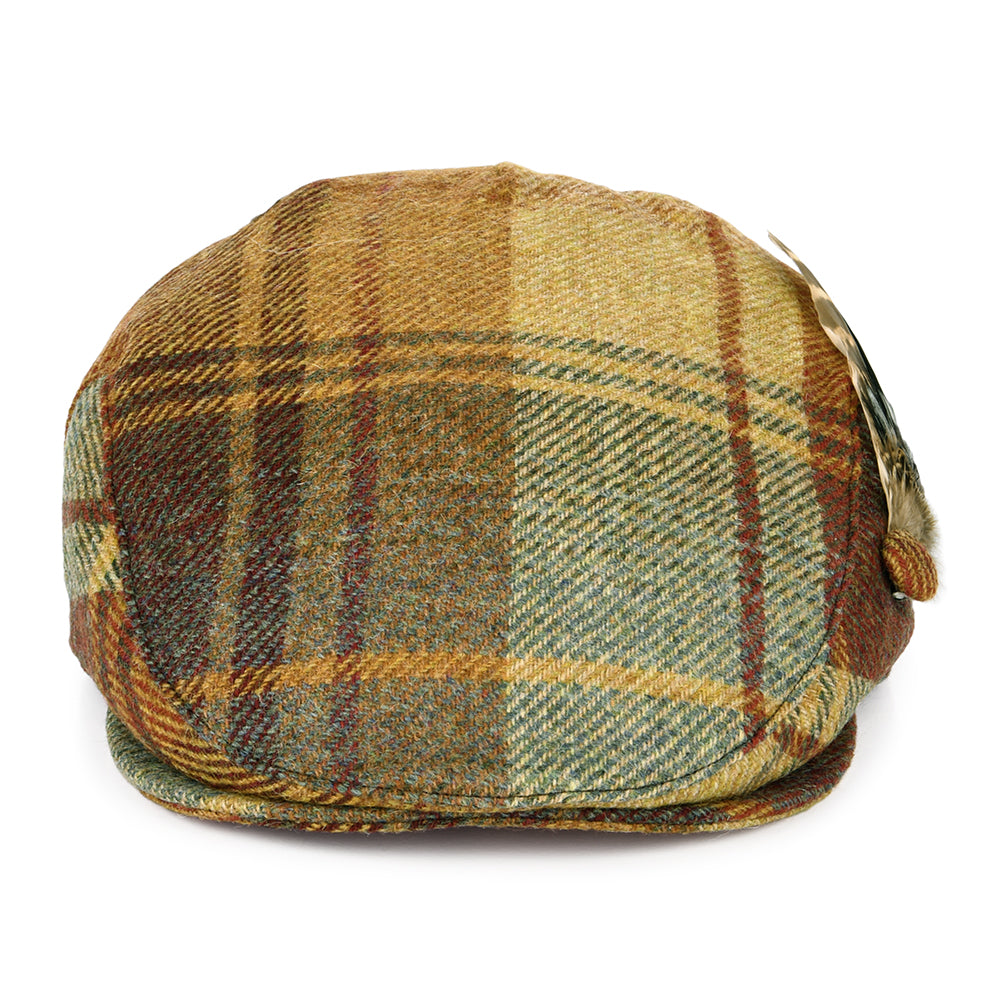Gorra plana pluma de lana británica Tela escocesa para mujeres de Failsworth - Mostaza-Marrón-Vino