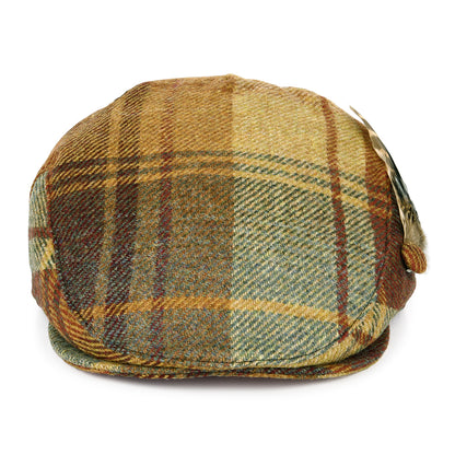 Gorra plana pluma de lana británica Tela escocesa para mujeres de Failsworth - Mostaza-Marrón-Vino