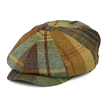 Gorra Newsboy de lana británica Tela escocesa de Failsworth - Mostaza-Marrón-Vino