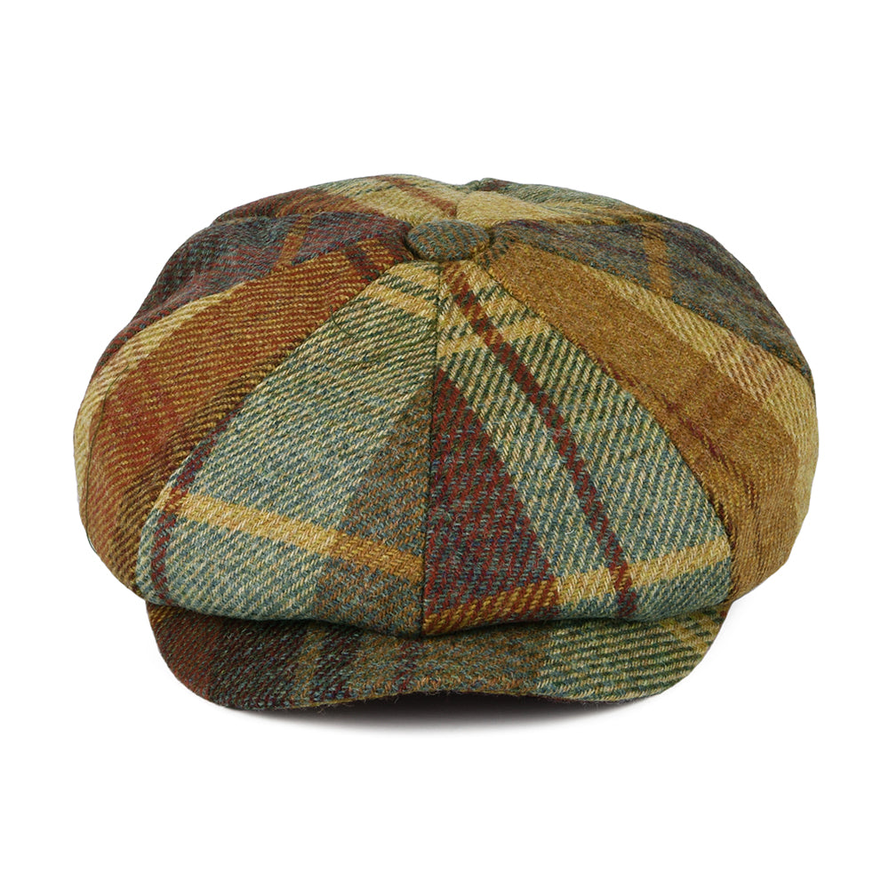 Gorra Newsboy de lana británica Tela escocesa de Failsworth - Mostaza-Marrón-Vino