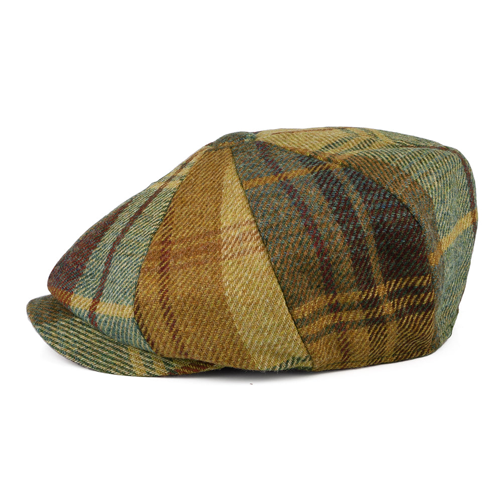 Gorra Newsboy de lana británica Tela escocesa de Failsworth - Mostaza-Marrón-Vino