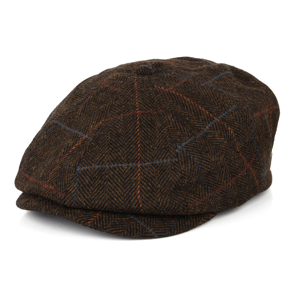 Gorra Newsboy Brood espiga a cuadros de Brixton - Marrón-Negro-Rojo