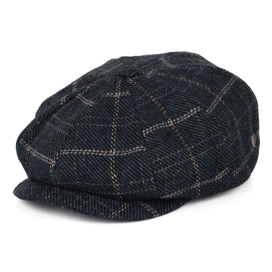 Gorra Newsboy Brood holgada a cuadros de Brixton - Azul Marino-Negro-Blanco Roto