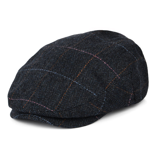 Gorra plana Hooligan espiga a cuadros de Brixton - Azul Marino-Azul
