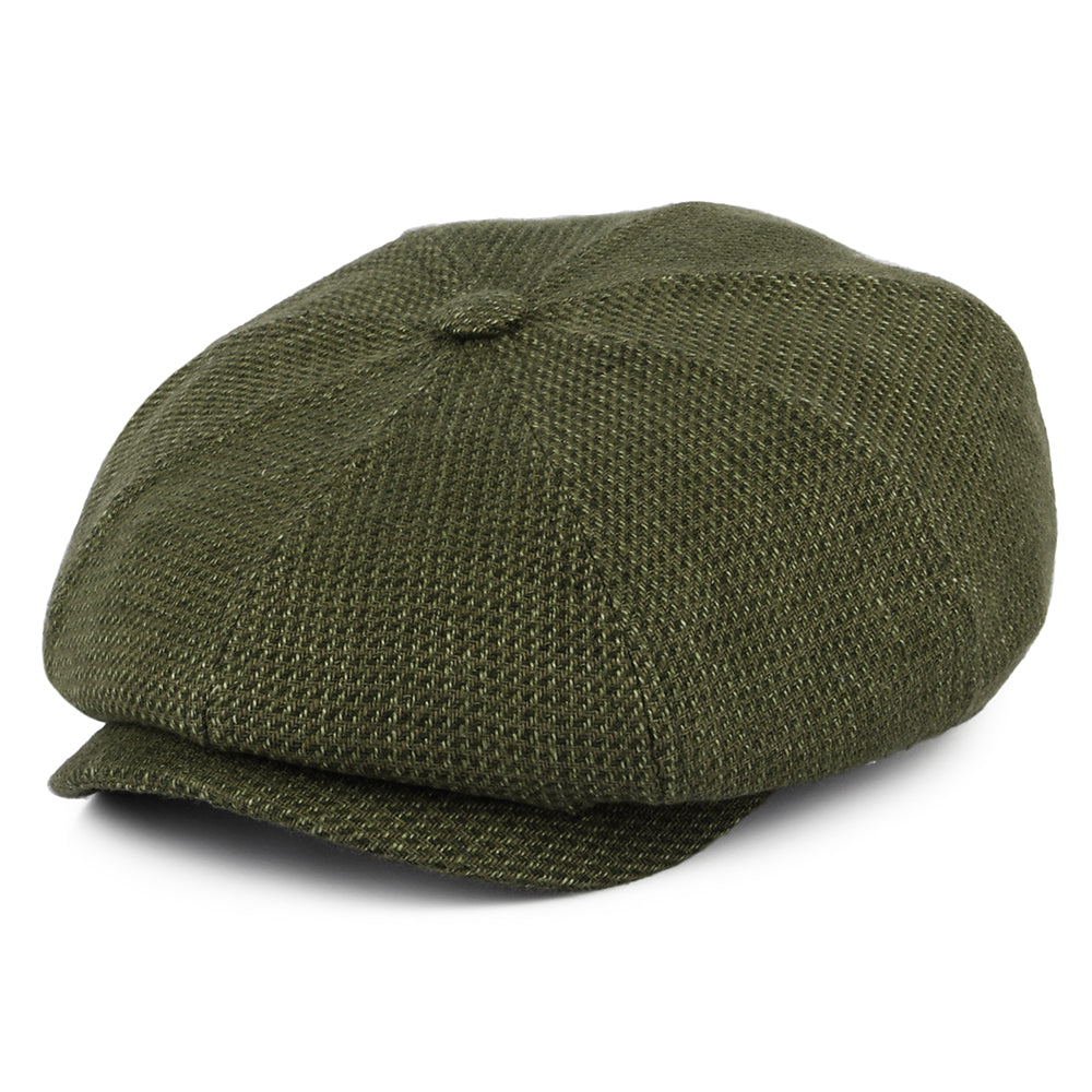 Gorra Newsboy Hatteras de lino-algodón de Stetson - Oliva-Kaki