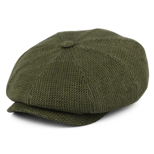 Gorra Newsboy Hatteras de lino-algodón de Stetson - Oliva-Kaki