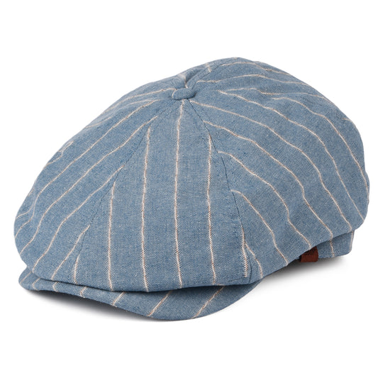 Gorra Newsboy Jamaica de lino-algodón con franjas de Barts - Azul Claro