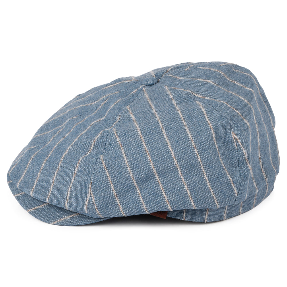 Gorra Newsboy Jamaica de lino-algodón con franjas de Barts - Azul Claro