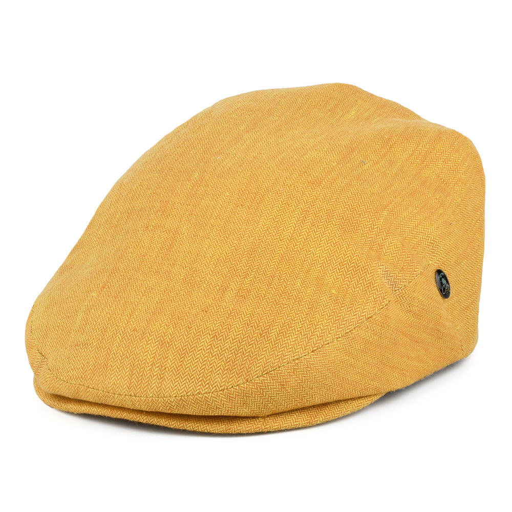 Gorra plana de lino micro espiga de City Sport - Mostaza