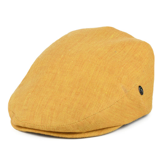 Gorra plana de lino micro espiga de City Sport - Mostaza
