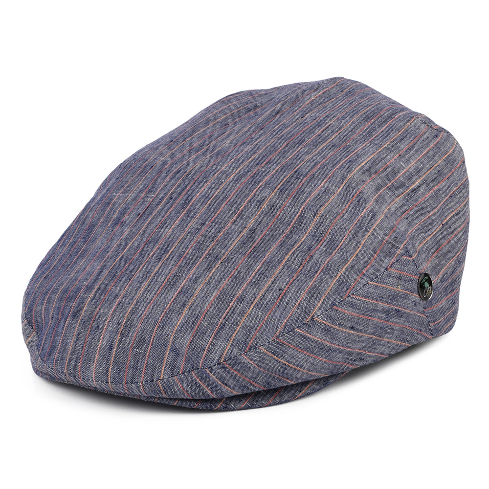 Gorra plana de lino con franjas de City Sport - Azul