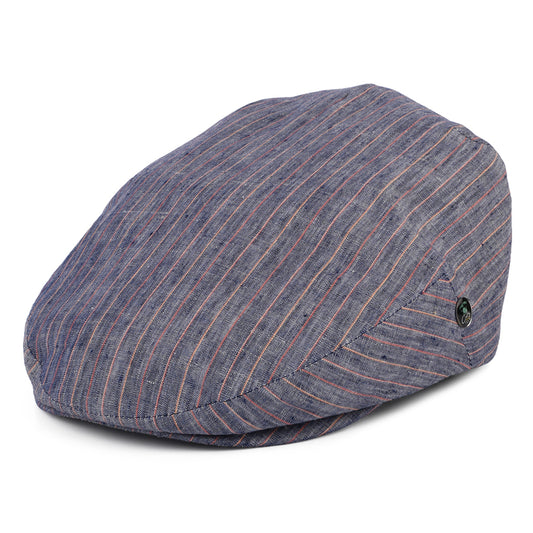 Gorra plana de lino con franjas de City Sport - Azul