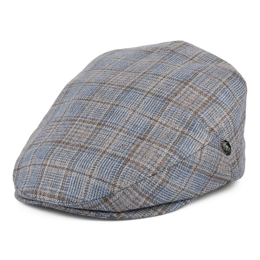 Gorra plana Summer de seda-lana a cuadros de City Sport - Azul-Marrón