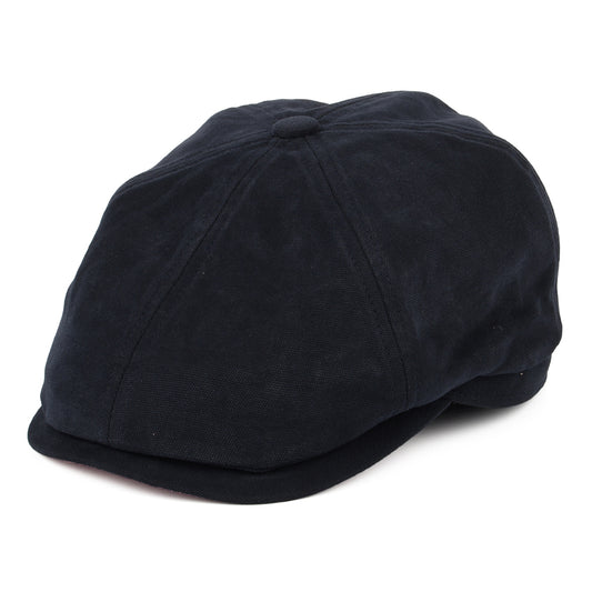 Gorra Newsboy Hudson de algodón de Failsworth - Azul Marino-Salmón