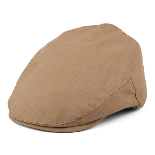 Gorra plana Balmoral de algodón y lino de Christys - Camel