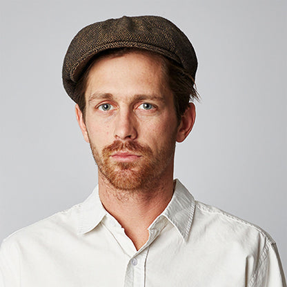 Gorra Newsboy Brood de Brixton - Marrón/Kaki diseño de Espiga