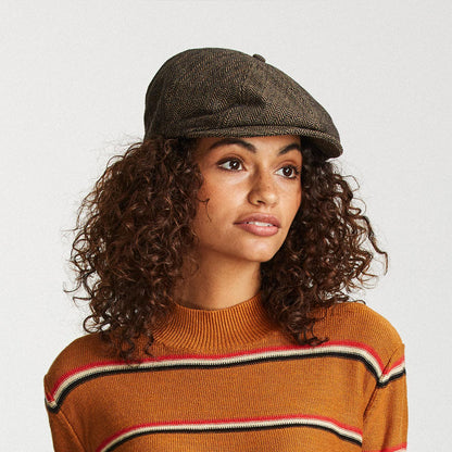 Gorra Newsboy Brood de Brixton - Marrón/Kaki diseño de Espiga