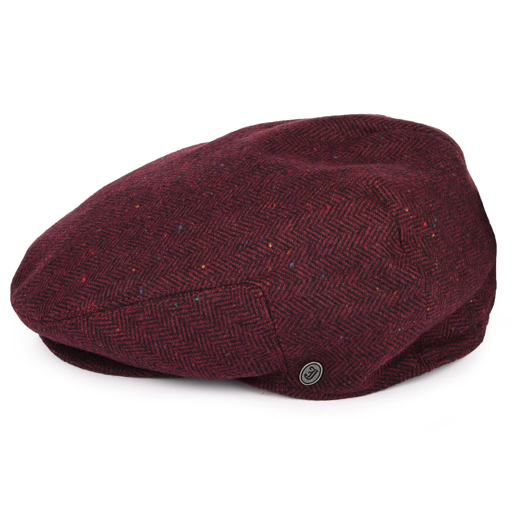 Gorra plana Hillcrest diseño de espiga de Jaxon & James - Rojo Burdeos-Negro